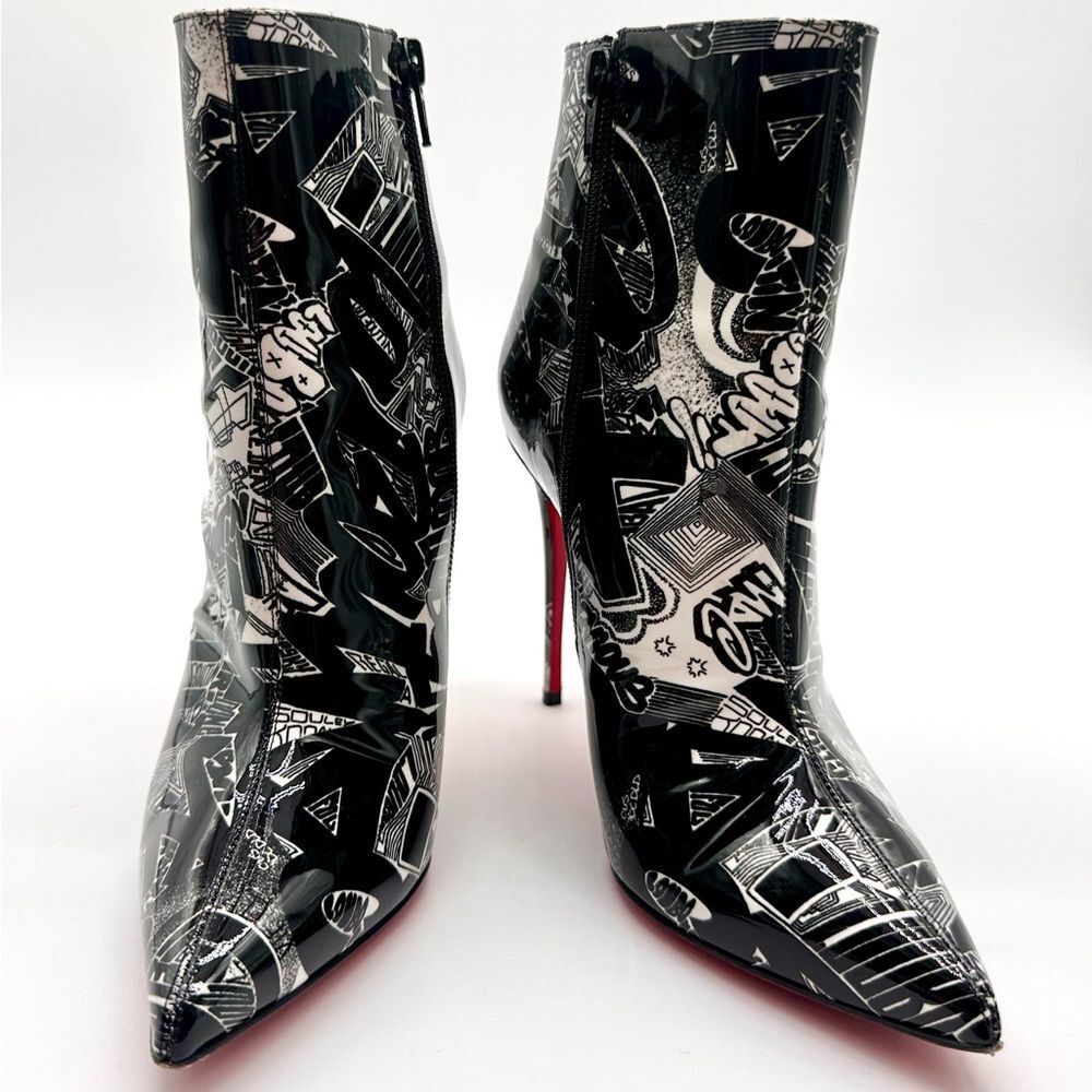 Christian Louboutin So Kate 100 Booty Patent Nicograf Graffiti Booties EU 38 US8 - Picture 12 of 12